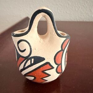 Native American Pottery Miniature Wedding Vase 2.5” signed R Gachupin